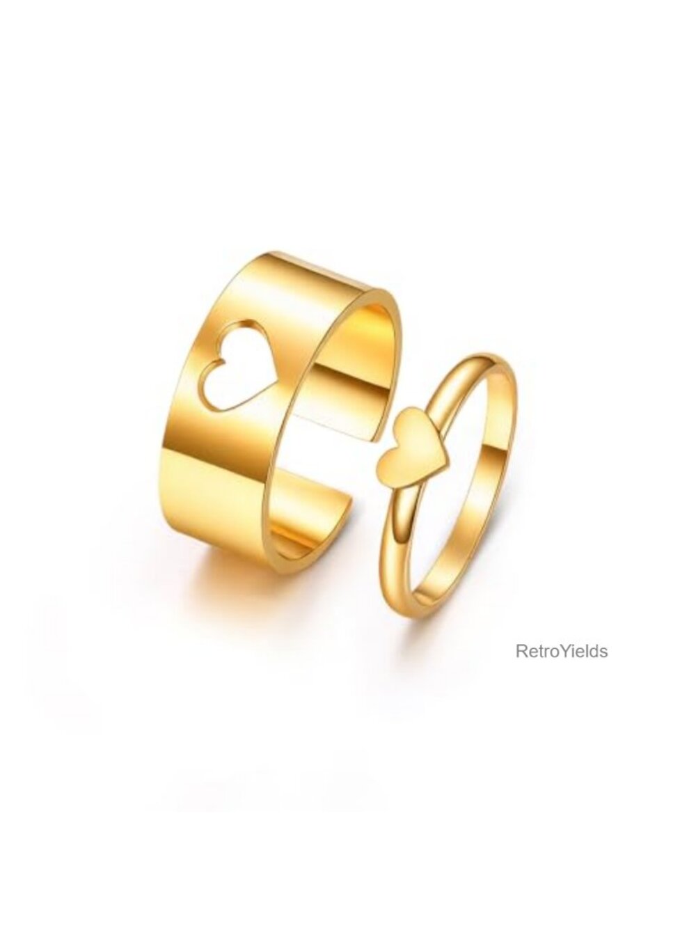 Matching Heart Rings for Couples Stainless Steel Promise Rings Set